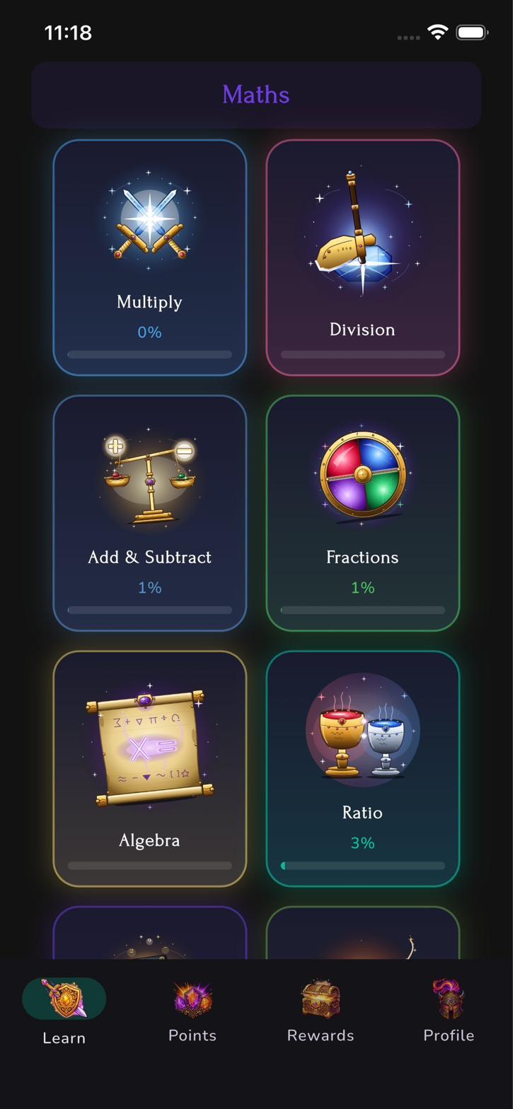 Bucket Filler Game Mode showing topic mastery cards and badges.